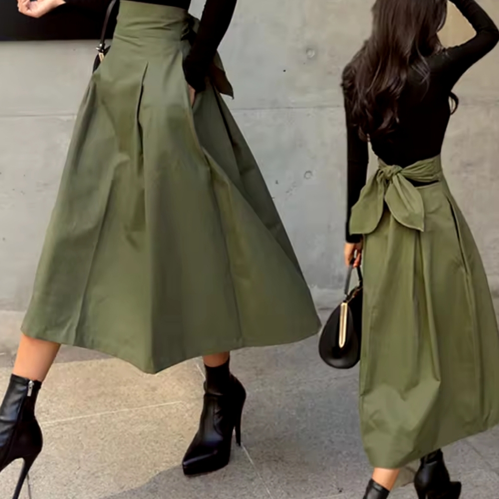 Skirts Womens Fashion Solid Color Big Swing Female Skirt Long Skirt